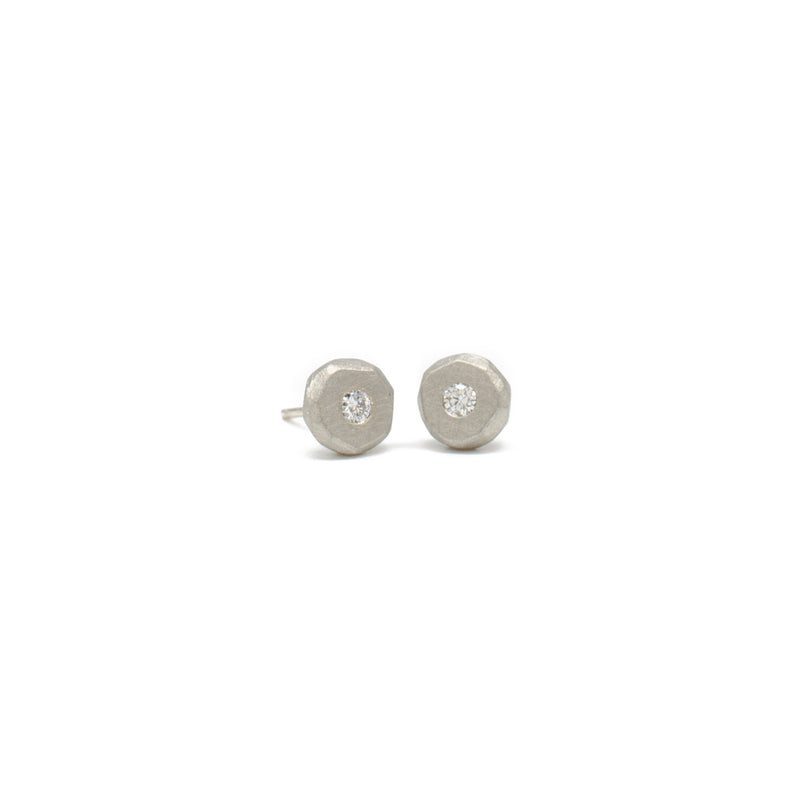 2.2 White Gold Pebble Studs