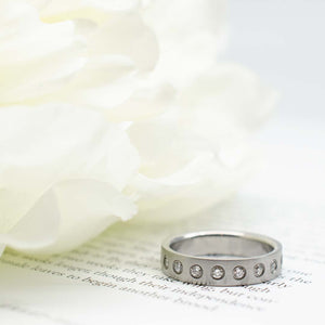 Steel Flush Set Diamond Band
