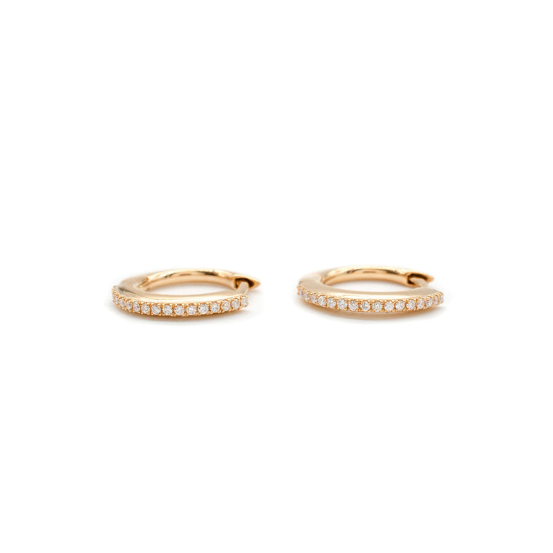 Bead Set Diamond Hoops in Rose