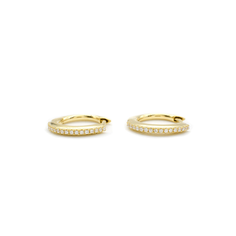 Bead Set Diamond Hoops