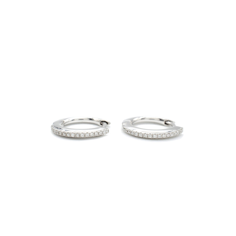 Bead Set Diamond Hoops in White
