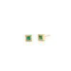 Triple Milgrain Emerald Studs