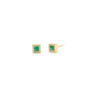 Triple Milgrain Emerald Studs