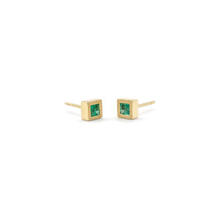 Triple Milgrain Emerald Studs