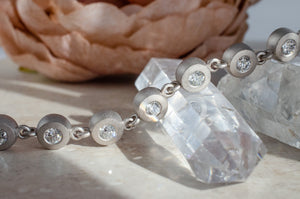 Mod Bezel Bracelet with Antique Diamonds in White
