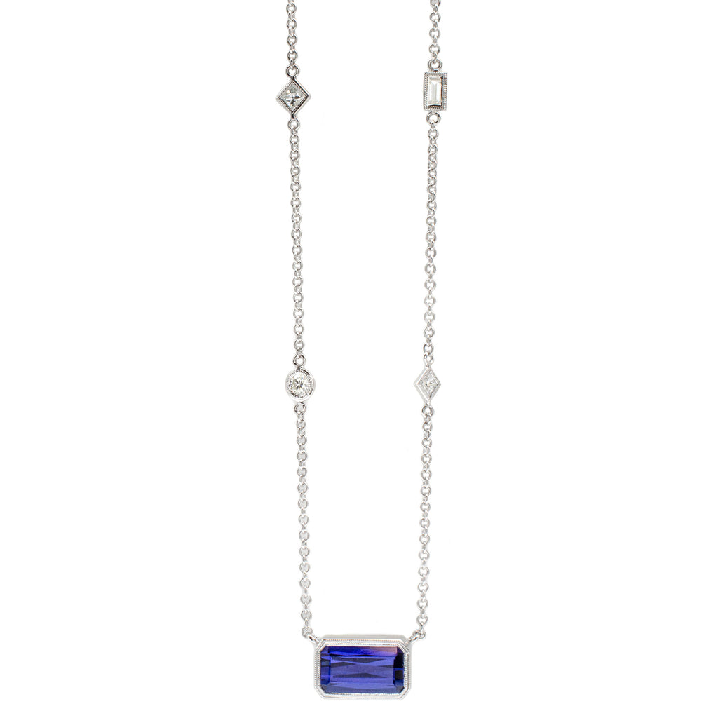Tanzanite and Diamond Station Necklace