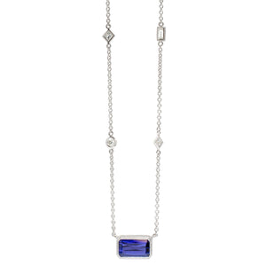 Tanzanite and Diamond Station Necklace