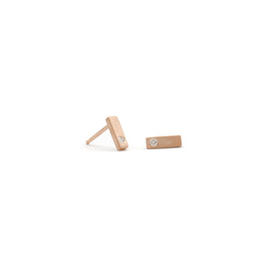 Single Diamond Bar Studs in Rose
