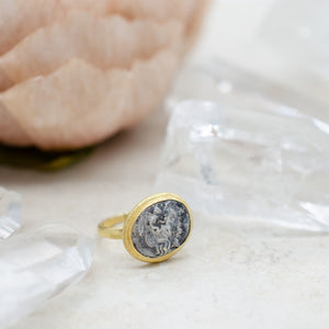 13mm Ancient Coin with Athena Ring