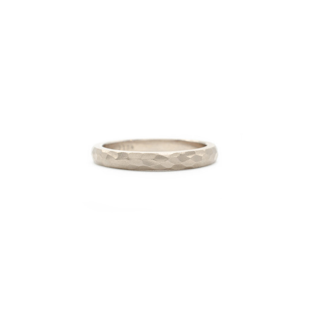 White Gold Hammered Band