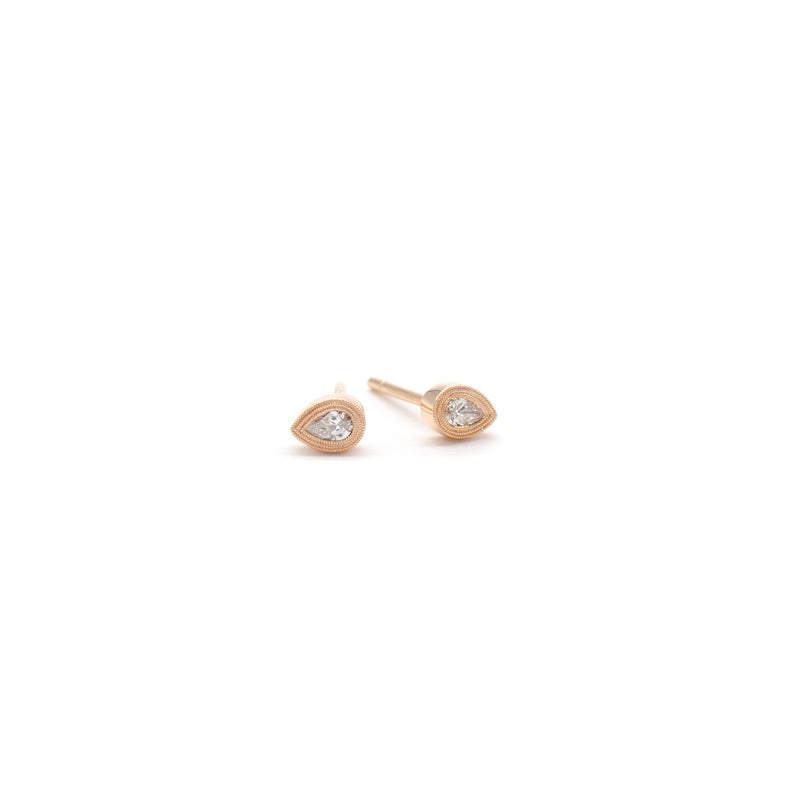 Rose Double Milgrain Studs (Pear)