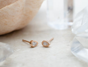 Rose Double Milgrain Studs (Pear)