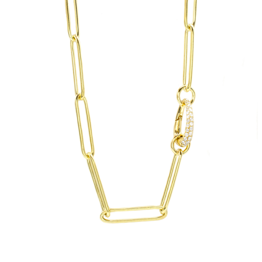 25mm Paperclip Necklace with Pave Diamond Clasp