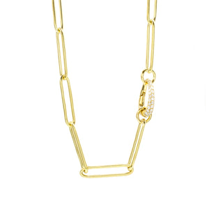 25mm Paperclip Necklace with Pave Diamond Clasp
