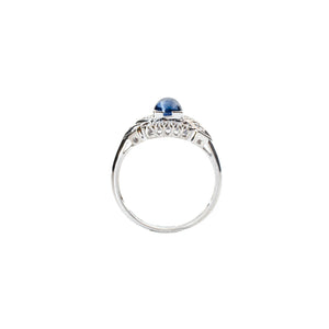 Sapphire Cabochon Deco Ring