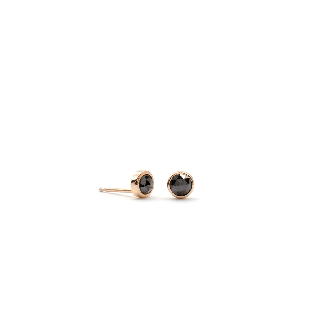 Black Rose Cut Diamond Studs Rose