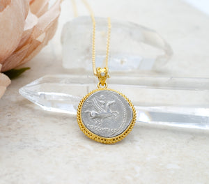 19mm Ancient Coin with Pegasus & Medusa