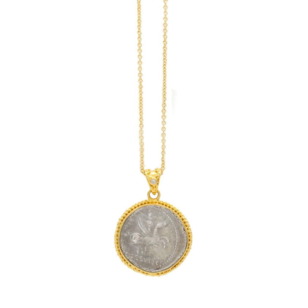 19mm Ancient Coin with Pegasus & Medusa