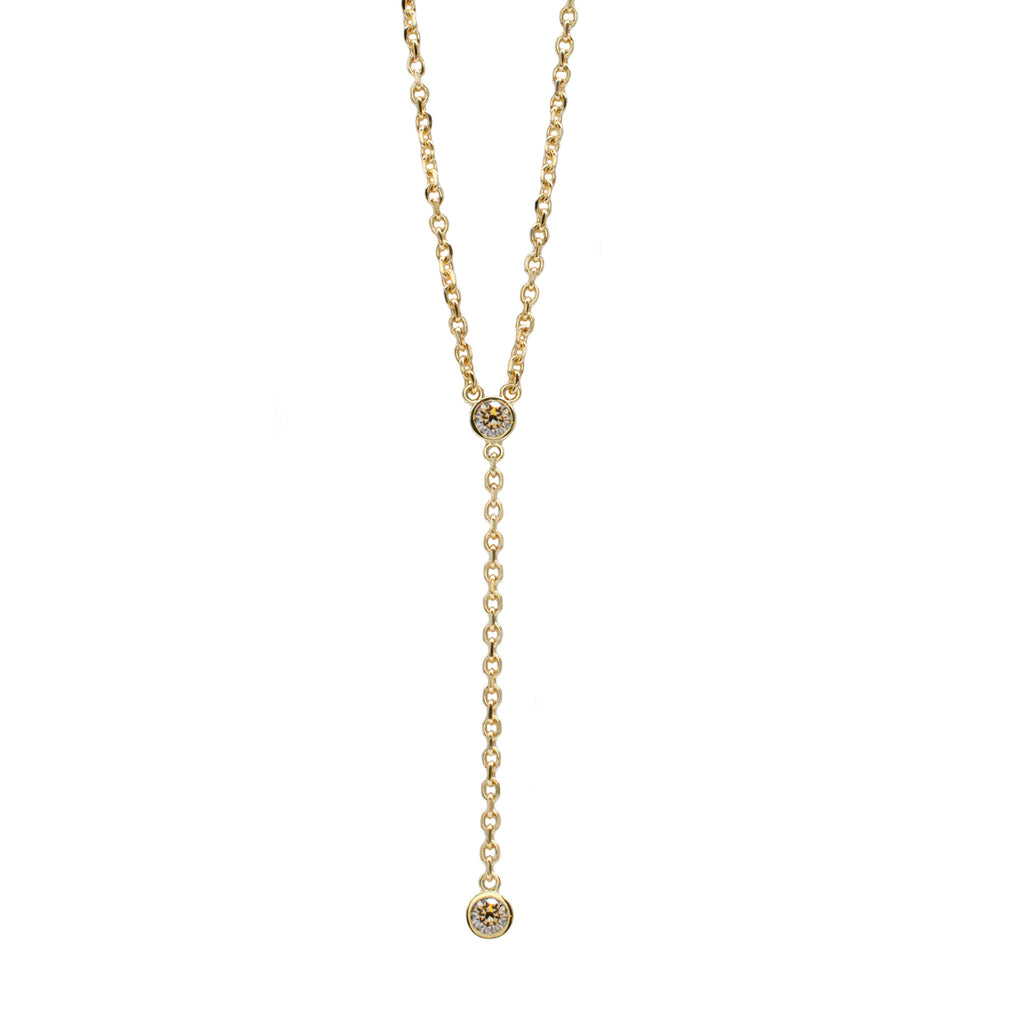 Gold Diamond Lariat Necklace