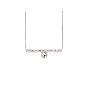 Offset Engraved Bar Necklace White