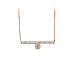 Offset Engraved Bar Necklace Rose