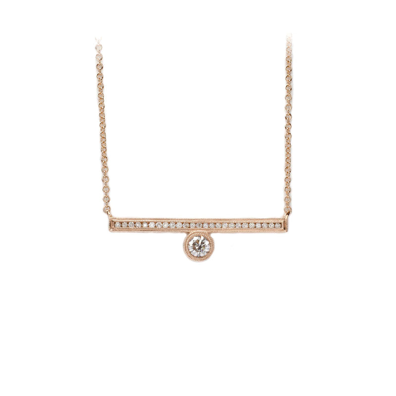 Offset Engraved Bar Necklace Rose