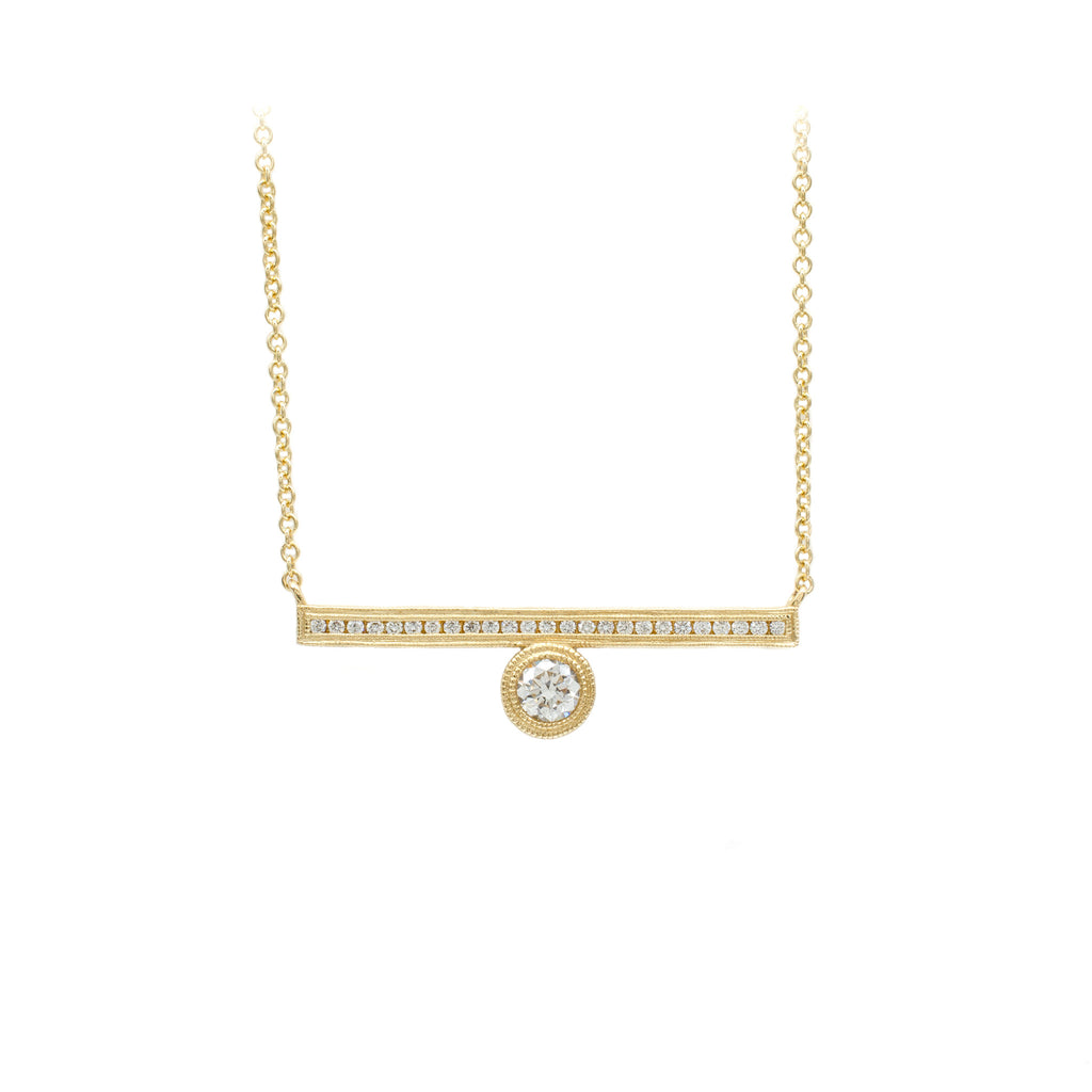 Offset Engraved Bar Necklace Yellow