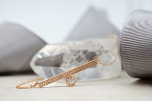 Offset Engraved Bar Necklace Rose