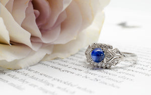 Sapphire Cabochon Deco Ring