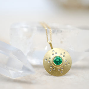 Emerald Pattern Disc Pendant