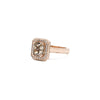 cognac cushion cut diamond ring in rose gold halo