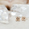 Rose Gold Milgrained Diamond Studs