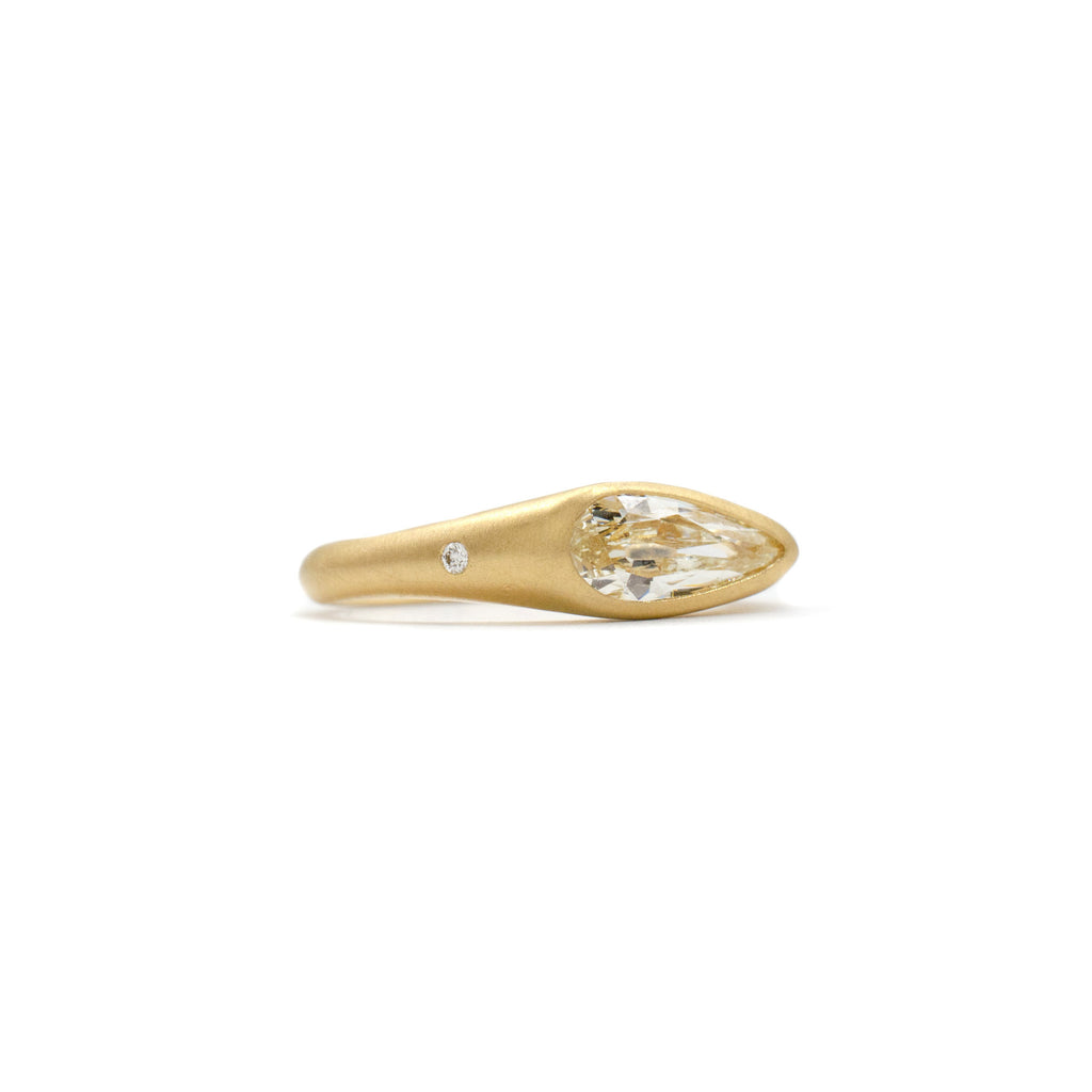 Pear Diamond Flat Top Ring