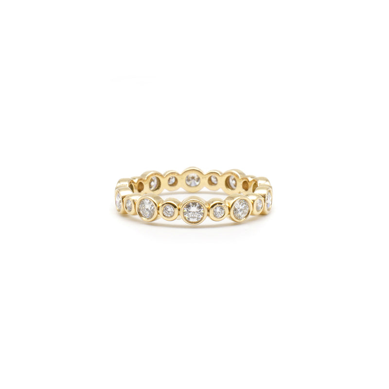 alternating bezel stacking ring diamond rose yellow white gold 18k 
