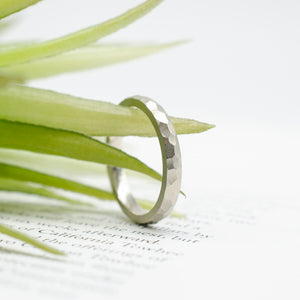 White Gold Hammered Band