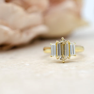 1.5ct Shield Three Stone Shield Ring