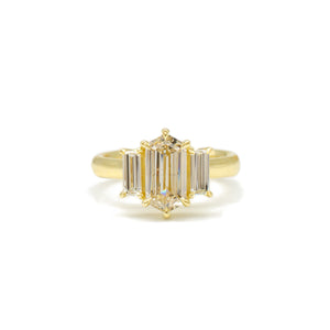 1.5ct Shield Three Stone Shield Ring