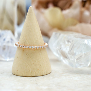 Tiny Shared Prong Ring in Rose