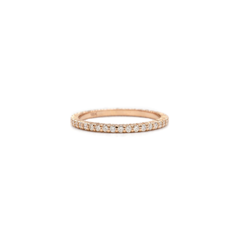 Tiny Shared Prong Ring in Rose