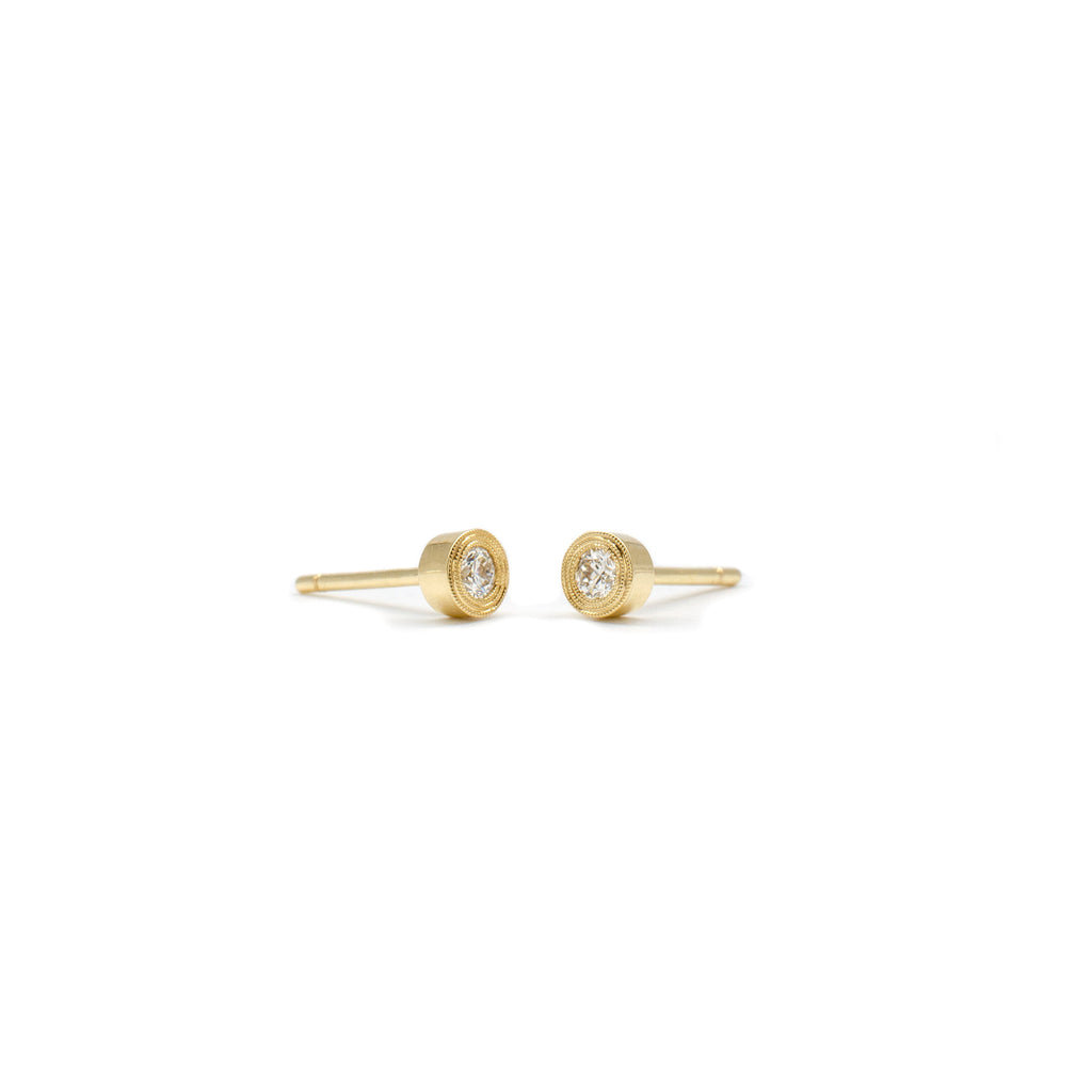 Gold Double Milgrain Studs (Round)