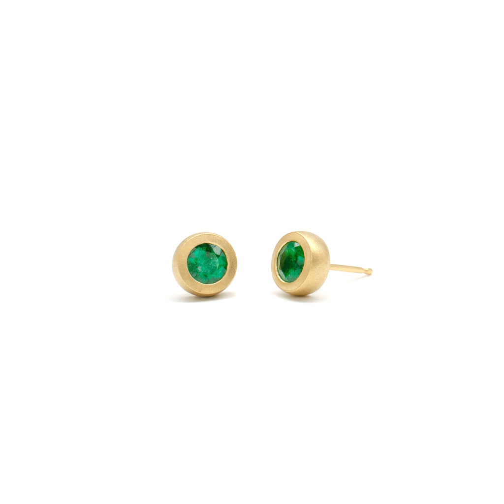 Mod .93ctw Emerald Bezel Studs