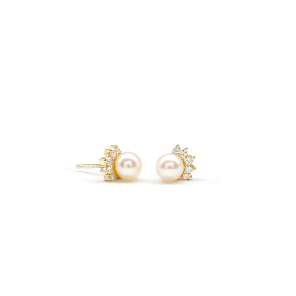 Pearl & Diamond Fan Studs