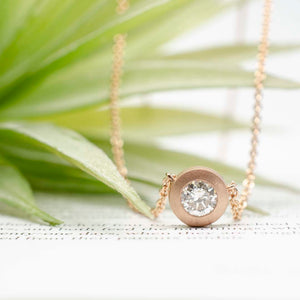 Mod Bezel Diamond Necklace in Rose