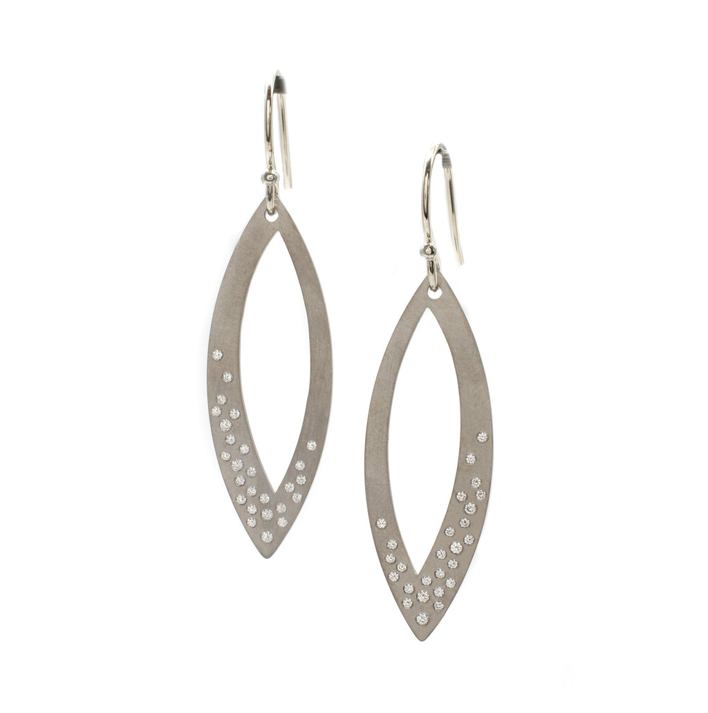 Galaxy Leaf Earrings in White