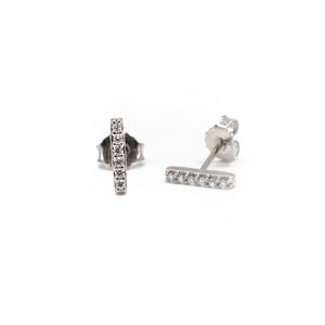 Diamond Bar Studs in White