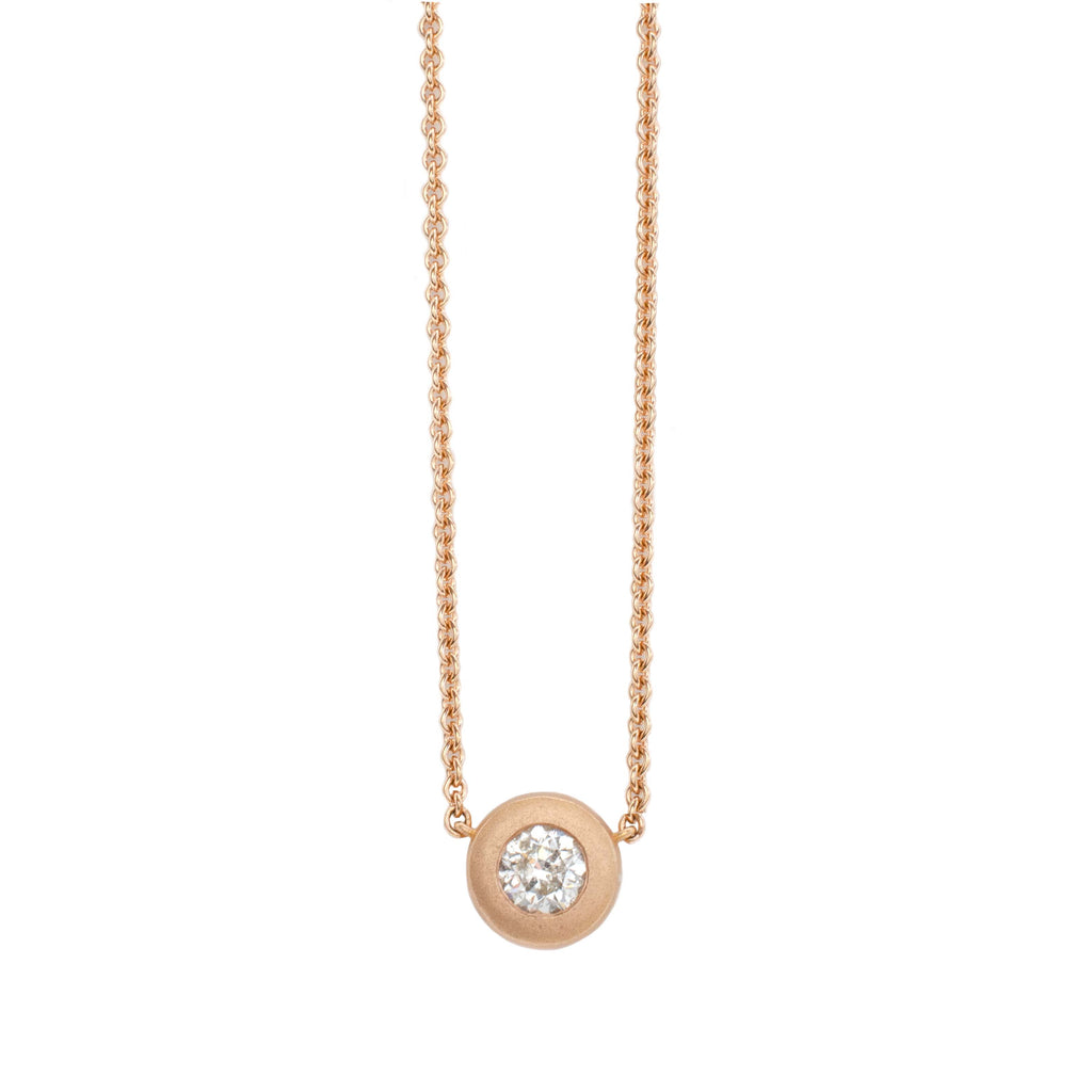 Mod Bezel Diamond Necklace in Rose