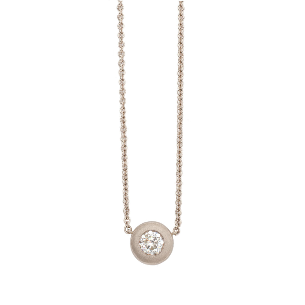 Mod Bezel Diamond Necklace in White