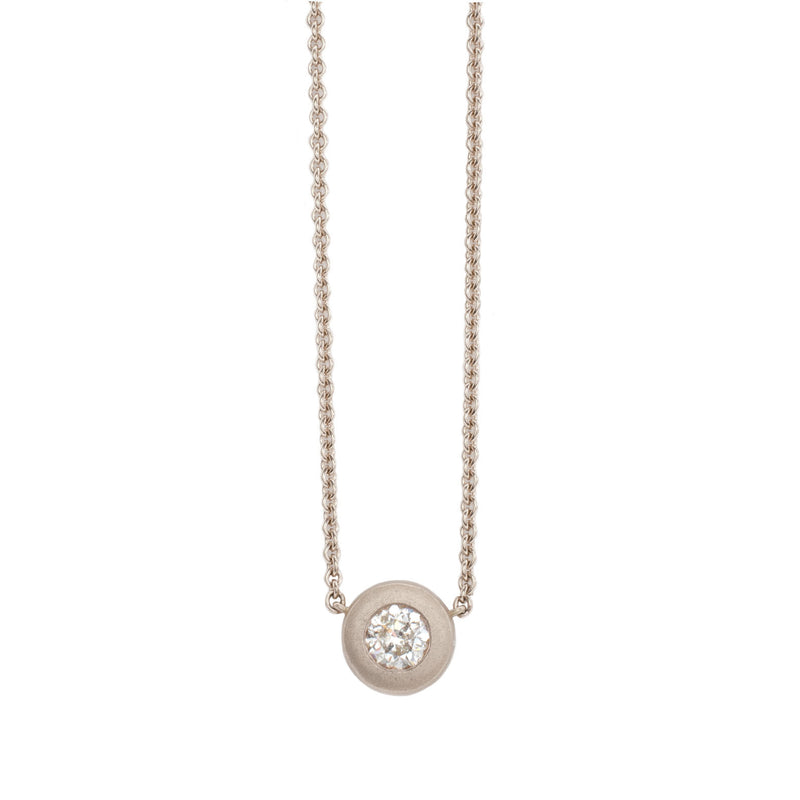 Mod Bezel Diamond Necklace in White