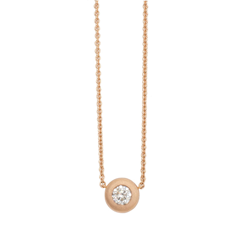 Mod Bezel Diamond Necklace in Rose