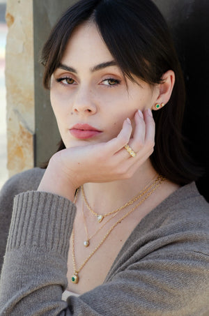 Gold Double Milgrain Studs (Square)